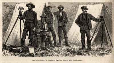 Amerikan jeolojik misyonunun materyalleriyle topograf ekibi, F.Riou