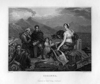 Corinna, antik Yunan şairi, c1833 by Edouard Schuler