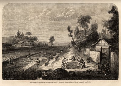 Pe-Tche-Li (Pe Tche Li) ilinde hasat mevsiminde tarım manzaraları by Edouard Vaumort