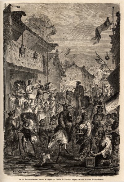 Giyim satıcıları sokağı, Kalgan, Moğolistan. Vaumort (? -1886), Fransa