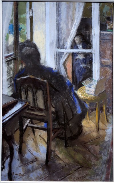 Pencerede Kitap okuyan ve pencereden dışarı bakan kadın20. yüzyıl (tuval üzerine yağlı boya) by Edouard Vuillard