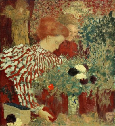 çizgili elbiseli kadın by Edouard Vuillard