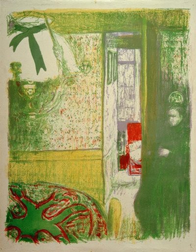 Asılı lambalı iç mekan by Edouard Vuillard
