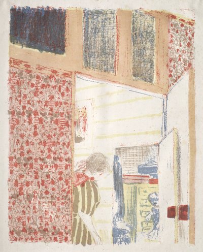 Pembe Duvar Kağıdı III ile İç by Edouard Vuillard