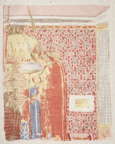 Pembe Duvar Kağıdı II ile İç by Edouard Vuillard