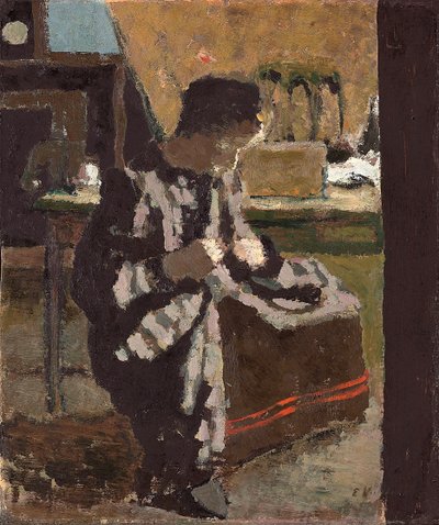 La Couture, c.1893 (gemiye serilmiş kağıt üzerine yağlı boya) by Edouard Vuillard