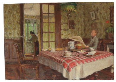 Yemek odasında okuma, Vaucresson, 1924 by Edouard Vuillard