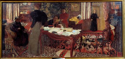 Altı karakterli geniş iç mekan by Edouard Vuillard