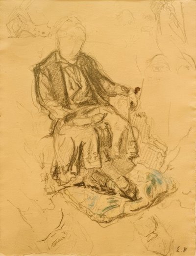 Madam Benard oturmuş, ayakları bir mindere dayamış by Edouard Vuillard