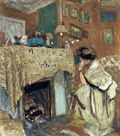 Şöminenin yanında Madam Hessel (Lucy Hessell) - Vuillard