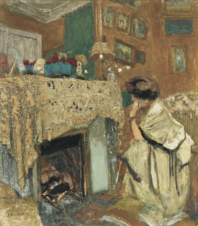 Şömine başında Madam Hessel, 1917-1918 by Edouard Vuillard