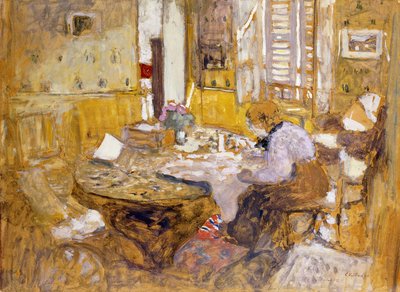 Madame Vuillard Yemek Odasında Okuma, rue Truffaut; Madam Vuillard Odada Kitap mı Okuyor? Yeme, rue Truffant, 1903 by Edouard Vuillard