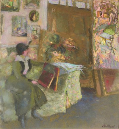 Yeşil Kanepede Model; Yeşil divanlı model, 1915 by Edouard Vuillard