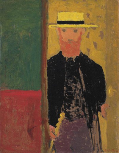 Hasır şapkalı Otoportre, yaklaşık 1892. by Edouard Vuillard