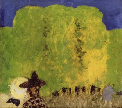 Bir Manzarada İki Kadın, 1895 (kağıt üzerine yağlı boya) by Edouard Vuillard