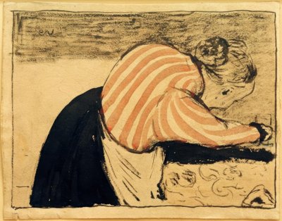 Masaya yaslanmış yaşlı kadın by Edouard Vuillard