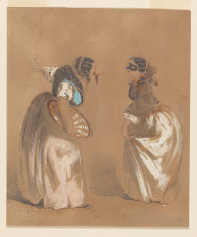 iki maskeli bayan selam veriyor by Edouard de Beaumont