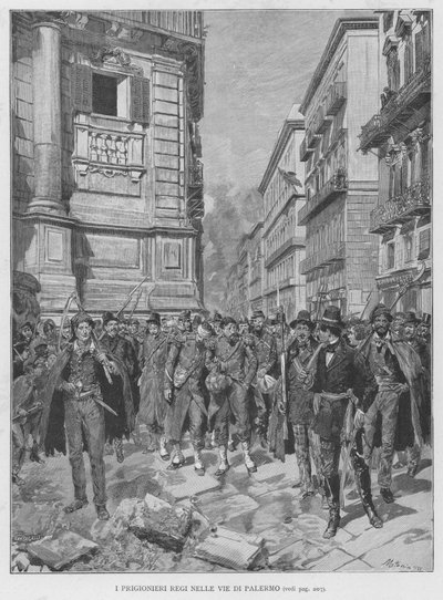 Palermo Sokaklarında Kraliyet Mahkumları (gravür) by Edouardo Matania