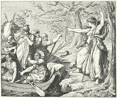 Elbe Nehri üzerinde Romalı general Nero Claudius Drusus, MÖ 9 by Eduard Bendemann