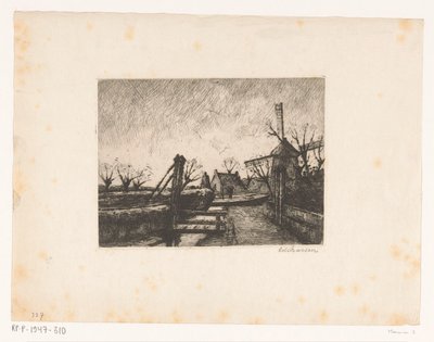 Bir hendek boyunca köprülü yol by Eduard Karsen (signed by artist)