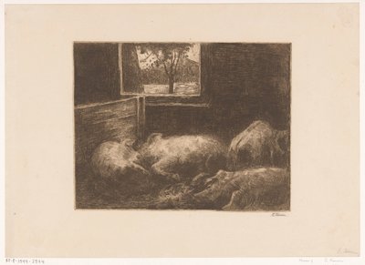 Domuzlar bir ahırda by Eduard Karsen (signed by artist)