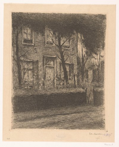 Çitli bir evin ön bahçesi by Eduard Karsen (signed by artist)