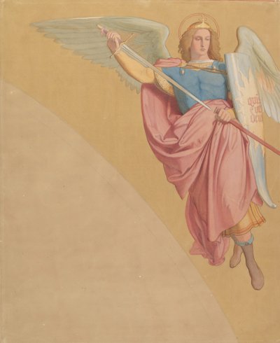 Başmelek Kılıç Çekiyor, 1825-86. by Eduard von Steinle
