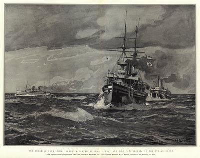 HMS Juno ve HMS St George eşliğinde Hint Okyanusu