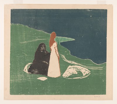 Kıyıda İki Kadın (orijinal başlık) by Edvard Munch (signed by artist)