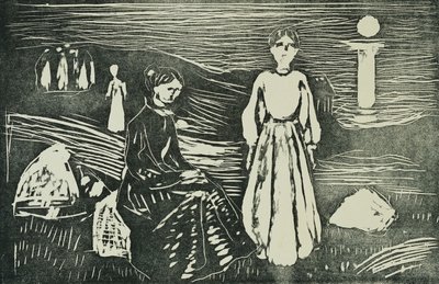 Yaz gecesi deniz sahilinde kadınlar (SSH. 339) by Edvard Munch