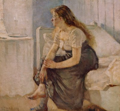 Başucunda oturan kız by Edvard Munch
