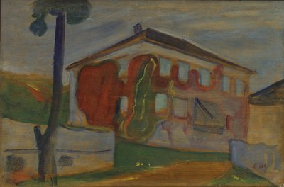 Red Virginia Creeper'lı Ev, 1900 dolayları (gemide yağ) by Edvard Munch