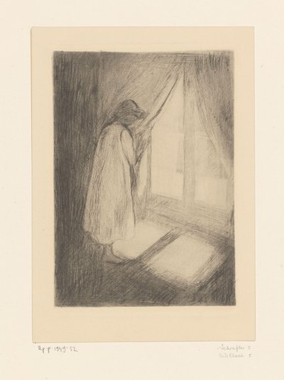 Pencere kenarında gecelikli kız Penceredeki Kız (orijinal başlık) by Edvard Munch