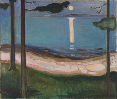 Ay ışığı İskandinav manzarası. Edvard Munch