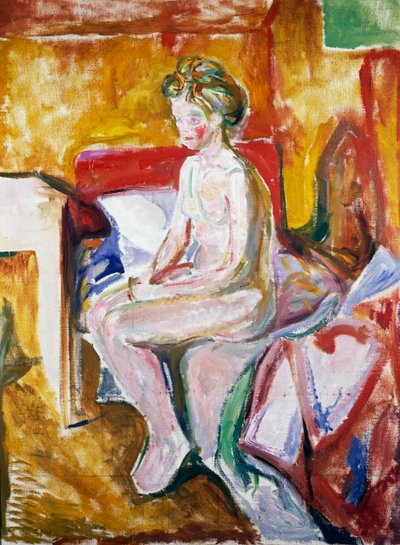 Yatağın kenarında çıplak by Edvard Munch