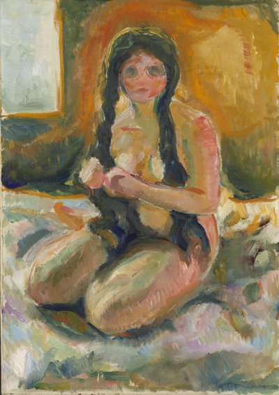 oturmuş çıplak by Edvard Munch