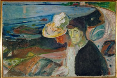 Kıyıda iki insan (tuval üzerine resim) by Edvard Munch