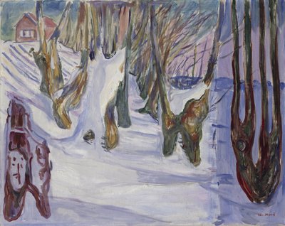 Ev ile kış manzarası (tuval üzerine yağlı boya) by Edvard Munch