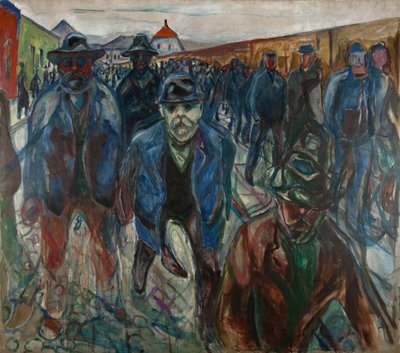 Eve Dönüş Yolundaki İşçiler par Munch, Edvard (1863-1944). Tuval üzerine yağlı boya, ebat : 227x201 by Edvard Munch