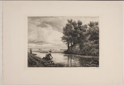 Akarsular ile Hollanda manzara by Edvard Petersen