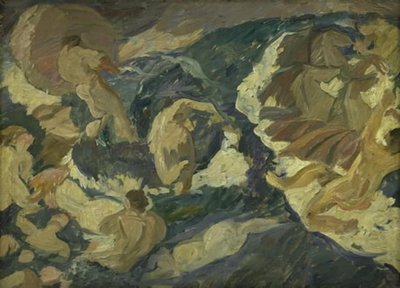 Poseidon, Nereidler ve Tritonlarla Çevrili Denizin Üstünde Koştu by Edvard Weie