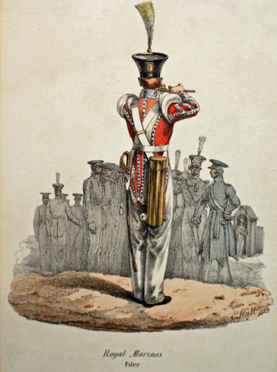 Kraliyet Deniz Piyadeleri Fifer, c.1829 (el boyaması taş) by Edward (after) Hull