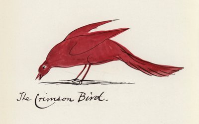 Edward Lear, Kuş Kitabı: Kızıl Kuş (renkli taş) by Edward (after) Lear