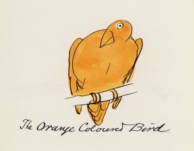 Edward Lear, Kuş Kitabı: Turuncu Renkli Kuş (renkli taş) by Edward (after) Lear