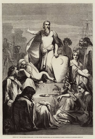 Lordlar Kamarası'nın Üst Bekleme Salonunda İngiltere Nehirleri Fresk by Edward A. Armitage