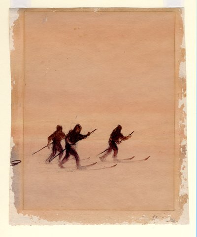 Kayaklı erkekler, 1901-04 (kağıt üzerinde wc) by Edward Adrian Wilson