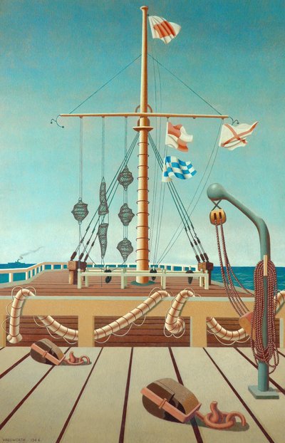 Sinyal İstasyonu (İskele) (ahşap panel üzerinde sıcaklık) by Edward Alexander Wadsworth