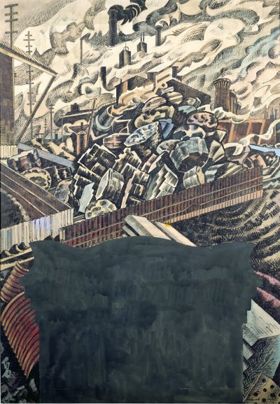 Cüruf Yığınları, Leeds Belediye Binası Duvar Resmi için bir tasarım by Edward Alexander Wadsworth