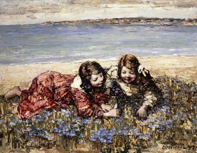 Deniz Kıyısında Çiçek Toplama by Edward Atkinson Hornel