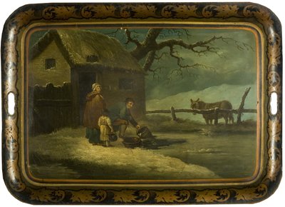 Breaking the Ice, 1800 dolayları (japonlanmış teneke çay tepsisinde yağ) by Edward Bird